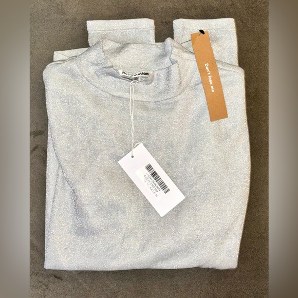 NWT Reformation Bailey Knit Top Silver Sparkle - Picture 3 of 6